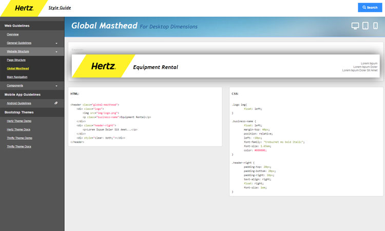 Header page of styleguide